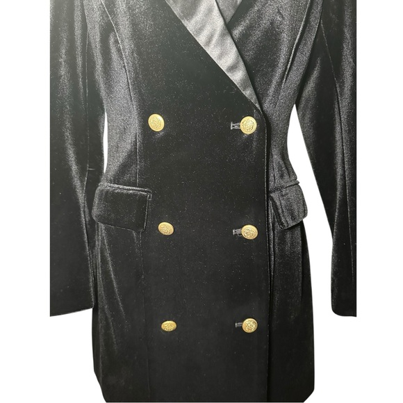 Missguided Velvet Gold Button Satin Lapel Blazer Dress NWOT - Picture 4 of 10